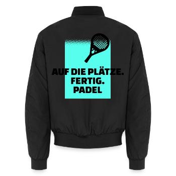 Aufschlag Padel-Tennis Spieler Statement Schläger - Unisex Bomberjacke - Schwarz - Hinten - AI Model Male 185 light (185cm)