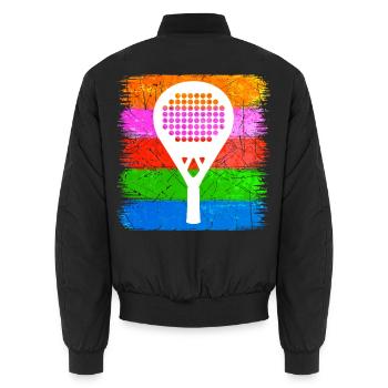 Schläger Sportart Padelspiel Tennis Aufschlag - Unisex Bomberjacke - Schwarz - Hinten - AI Model Male 185 light (185cm)