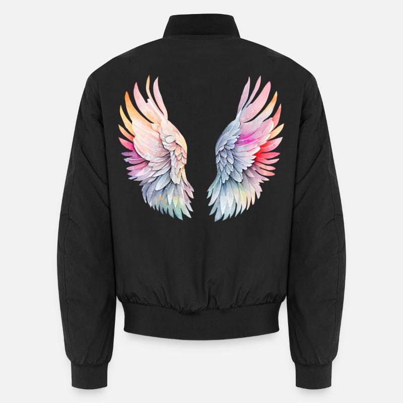 Ailes d'Ange Arc-en-ciel Angelwings - Bomber unisexe - noir