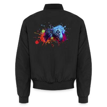 Gamepad Splash Gamer Gift Gamer Gaming - Unisex Bomber Jacket - black - Back - AI Model Male 185 light (185cm)