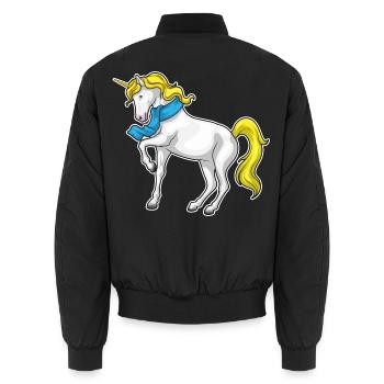 Unicorn scarf - Unisex Bomber Jacket - black - Back - AI Model Male 185 light (185cm)