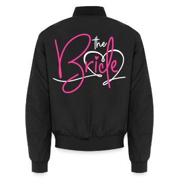 THE BRIDE - BRIDE BACHELORETTE PARTY 2025 - Unisex Bomber Jacket - black - Back - AI Model Male 185 light (185cm)