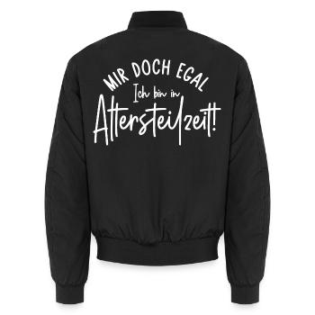 Mir doch egal Ich bin in Altersteilzeit - Unisex Bomberjacke - Schwarz - Hinten - AI Model Male 185 light (185cm)