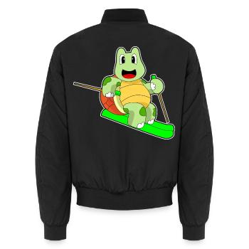 Schildkröte Skifahrer Ski - Unisex Bomberjacke - Schwarz - Hinten - AI Model Male 185 light (185cm)