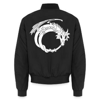 Der Ring des weißen Drachen - Unisex Bomberjacke - Schwarz - Hinten - AI Model Male 185 light (185cm)