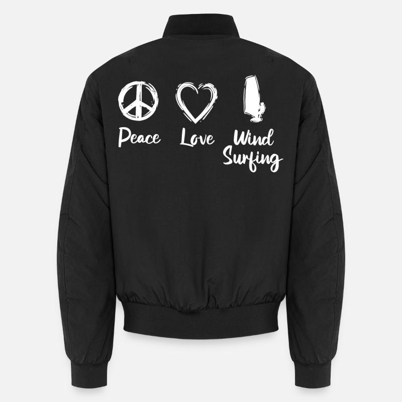 Peace Love Wind Surfing - Unisex Bomber Jacket - black