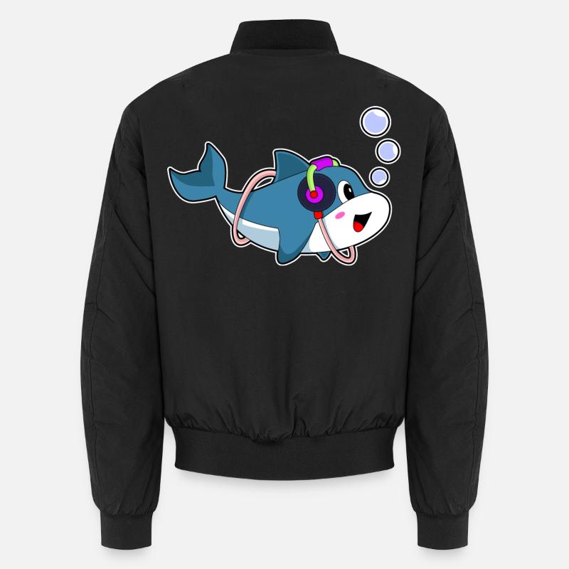 Delfin Kopfhörer Musik - Unisex Bomberjacke - Schwarz