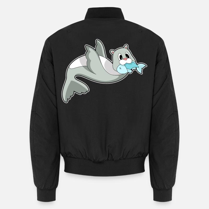 Seehund Fisch - Unisex Bomberjacke - Schwarz