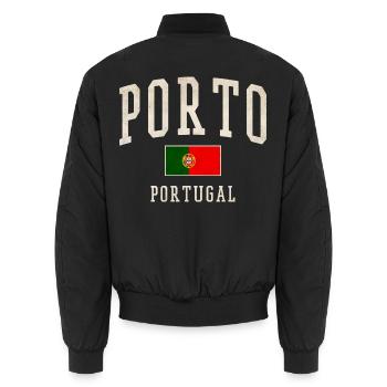 Porto Portugal Vintage Imprimer - Bomber unisexe - noir - Dos - AI Model Male 185 light (185cm)