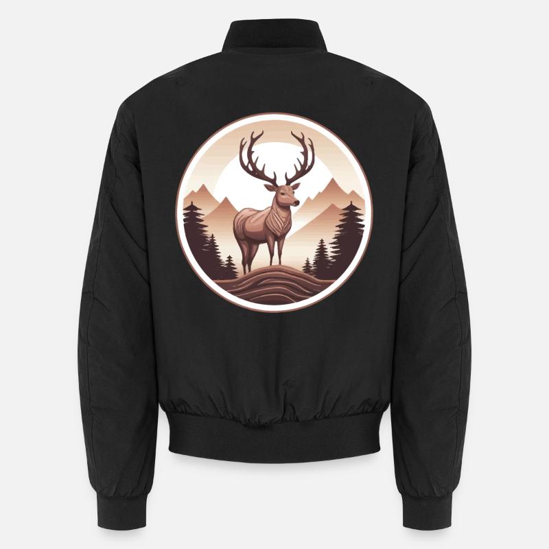 Hirsch Wald und Berge Unisex Bomberjacke