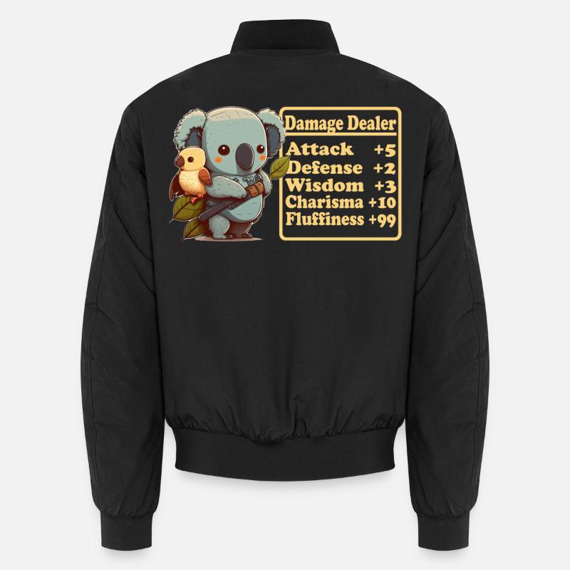 Damage-inflicting cute koala shows off his skis Unisex Bomber Jacket