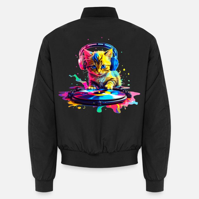 DJ Kitty – Rainbow - Unisex Bomber Jacket - black