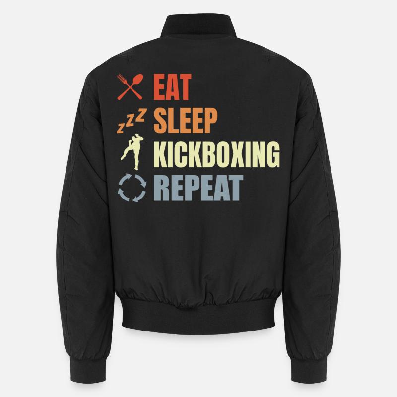 Eat Sleep Kickbox Repeat - Unisex Bomber Jacket - black