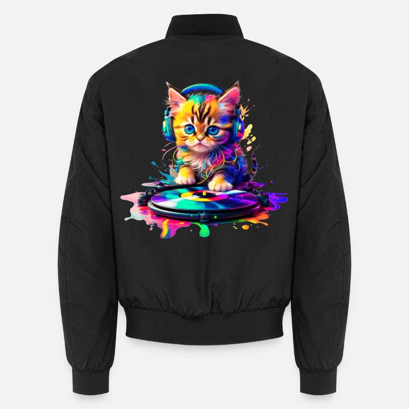 DJ Kitty – Rainbow 2 - Unisex Bomber Jacket - black