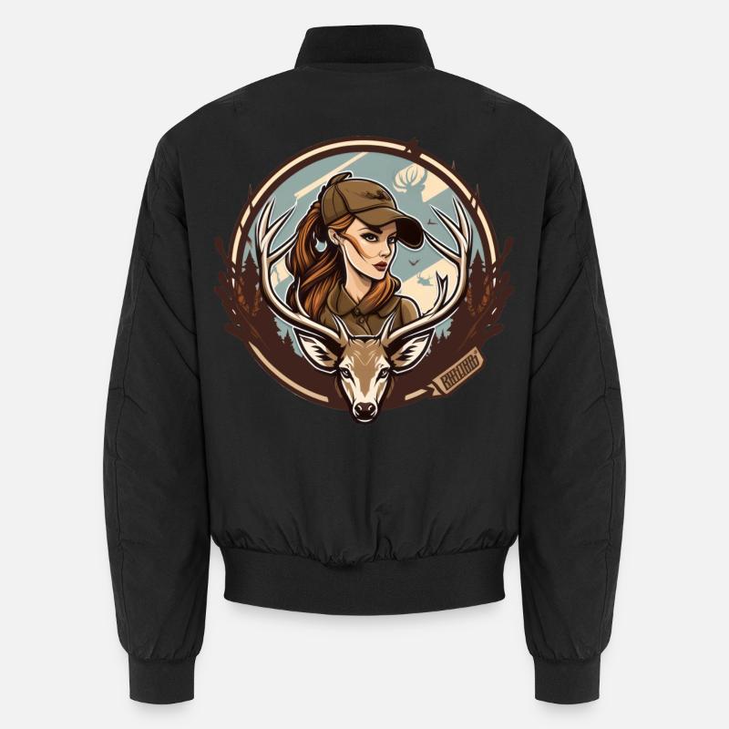 Deer Huntress - Unisex Bomber Jacket - black