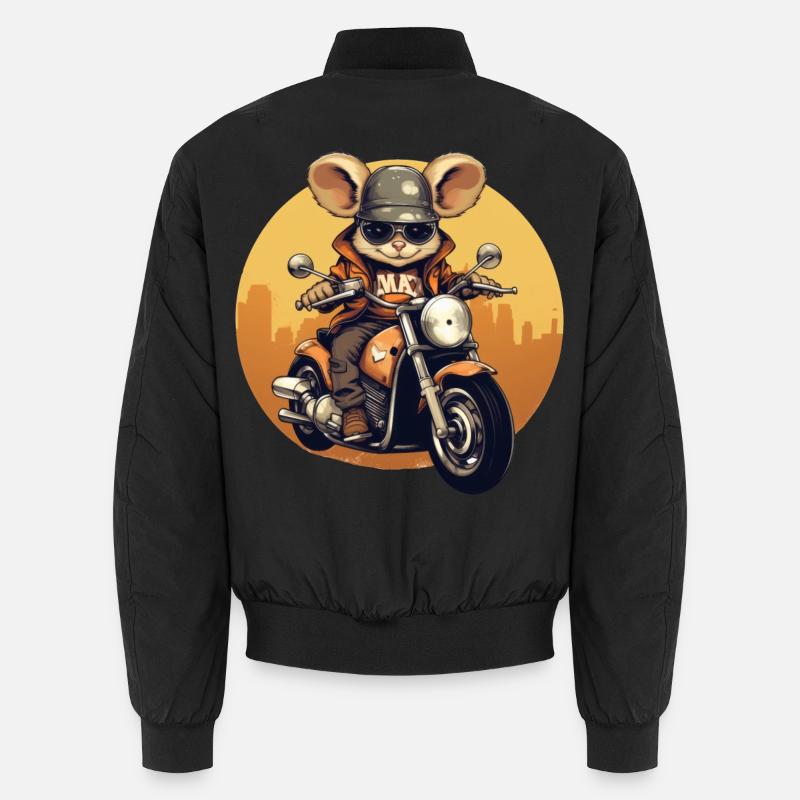 Cool mouse on the motorcycle Unisex Bomber Jacket