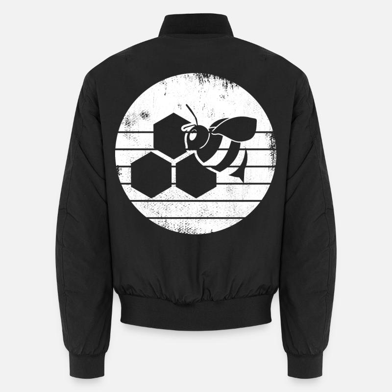 Honey bee sketch - Unisex Bomber Jacket - black