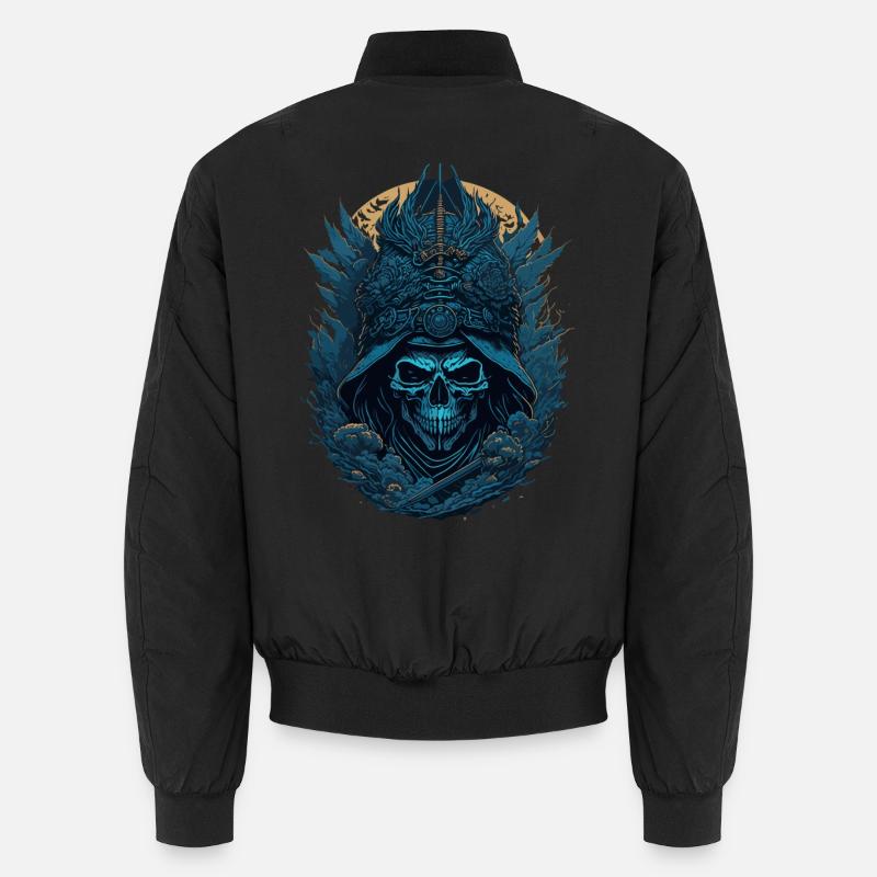 Blauer Samurai Skelett Schädel - Blauer Samurai Schädel Unisex Bomberjacke