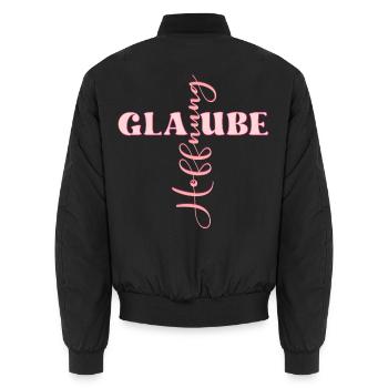 Christliches Kreuz - Hoffnung Glaube - Unisex Bomberjacke - Schwarz - Hinten - AI Model Male 185 light (185cm)