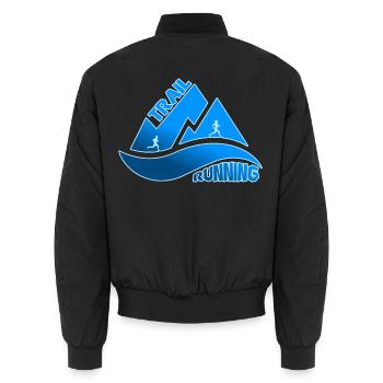 Trail Running Berge Mann Frau - Unisex Bomberjacke - Schwarz - Hinten - AI Model Male 185 light (185cm)
