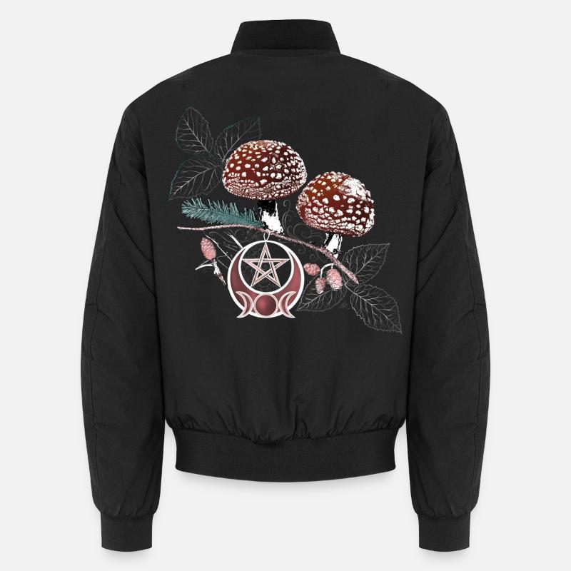 Toadstool Wicca Symbol Natural Magic Autumn - Unisex Bomber Jacket - black