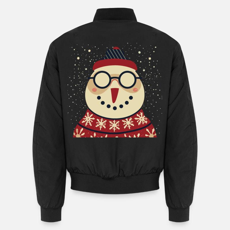 Winter Eulenpullover mit Brille - Unisex Bomberjacke - Schwarz