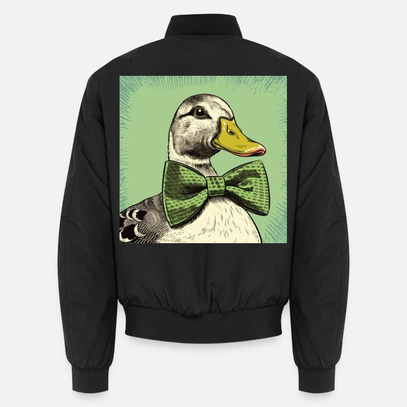 Duck with Bowtie - Unisex Bomber Jacket - black