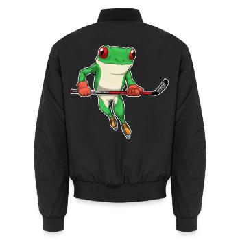 Frog Ice Hockey Ice Hockey Stick - Unisex Bomber Jacket - black - Back - AI Model Male 185 light (185cm)
