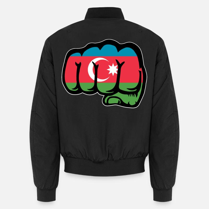 Aserbaidschan Flagge Faust Hand - Unisex Bomberjacke - Schwarz