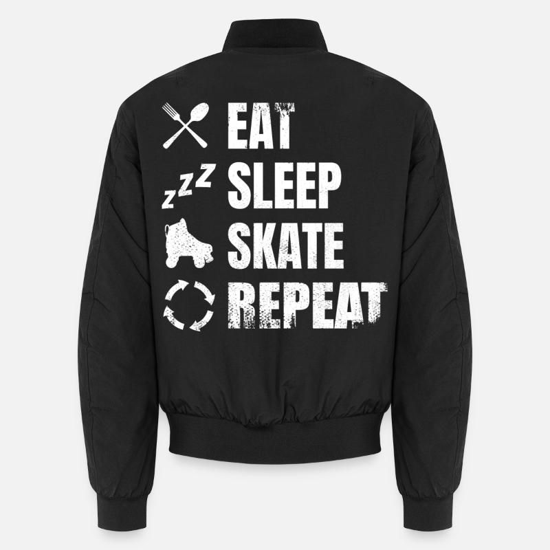 Food Sleeping Roller Skating - Unisex Bomber Jacket - black
