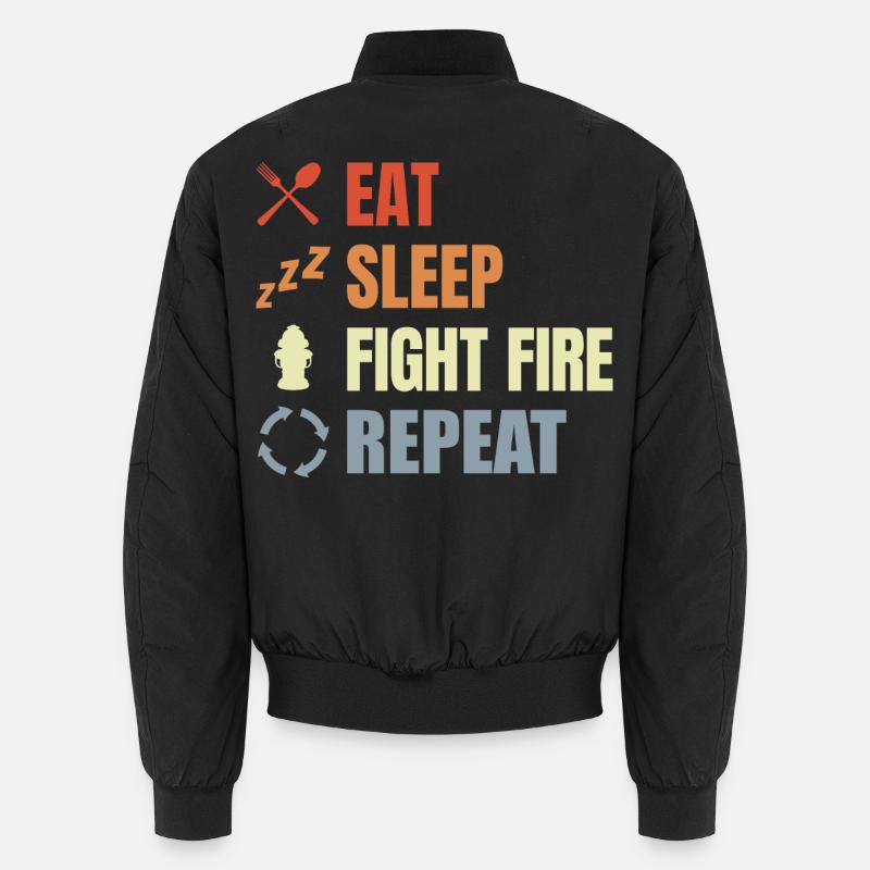 Eat Sleep Fight Fire Repeat - Unisex Bomber Jacket - black