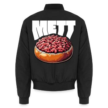 GourMETT - Design für Mettbrötchen Liebhaber - Unisex Bomberjacke - Schwarz - Hinten - AI Model Male 185 light (185cm)