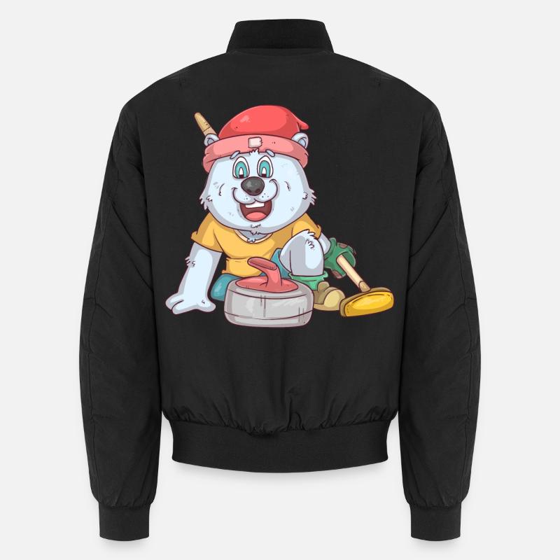 Curling Polar Bear Unisex Bomber Jacket