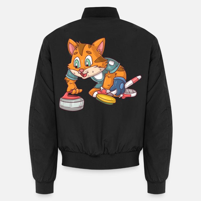 Curling Cat - Unisex Bomber Jacket - black