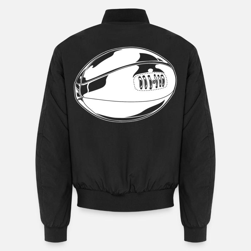 Rugby Ball Drawing - Unisex Bomber Jacket - black