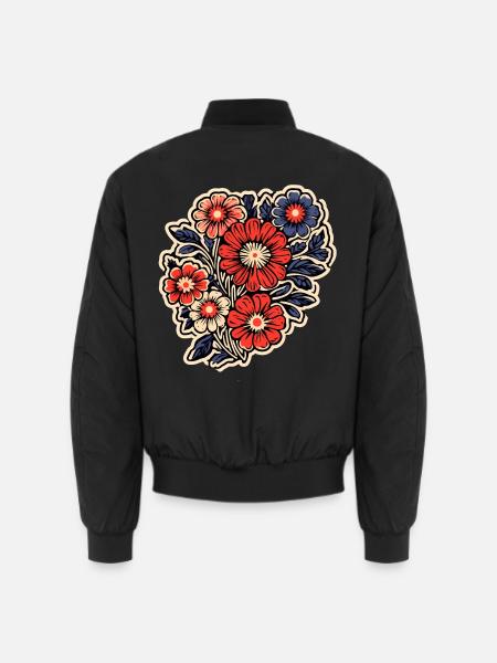 Wunderschönes Boho Blumen Herbarium Bouquet - Unisex Bomberjacke - Schwarz