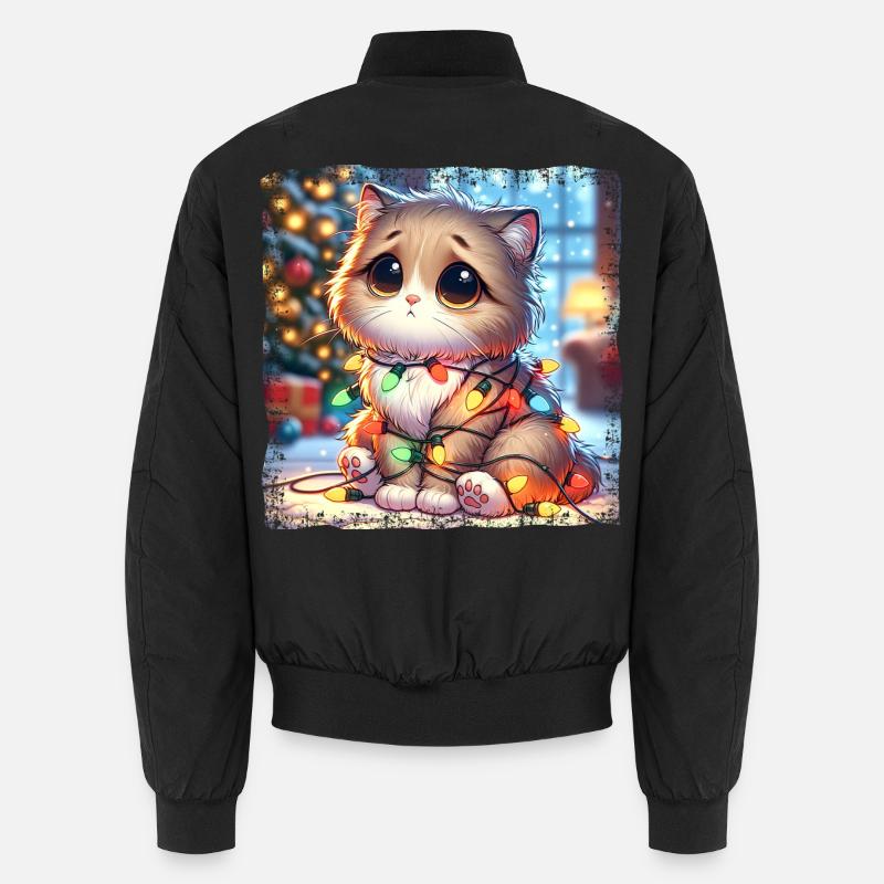 Chat de Noël mignon, maladroit et emmêlé Bomber unisexe