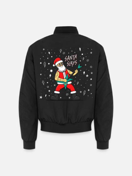 Der Weihnachtsmann spielt Gitarre. Heavy Metal Weihnachten - Unisex Bomberjacke - Schwarz