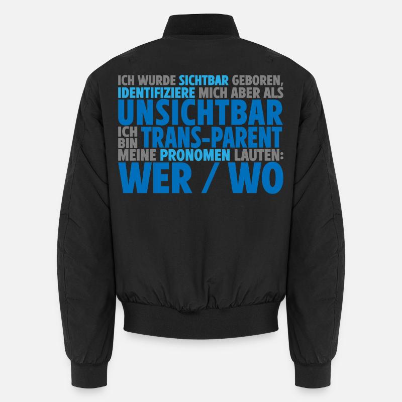Unsichtbar Transparent Wer Wo | Farben änderbar Unisex Bomberjacke
