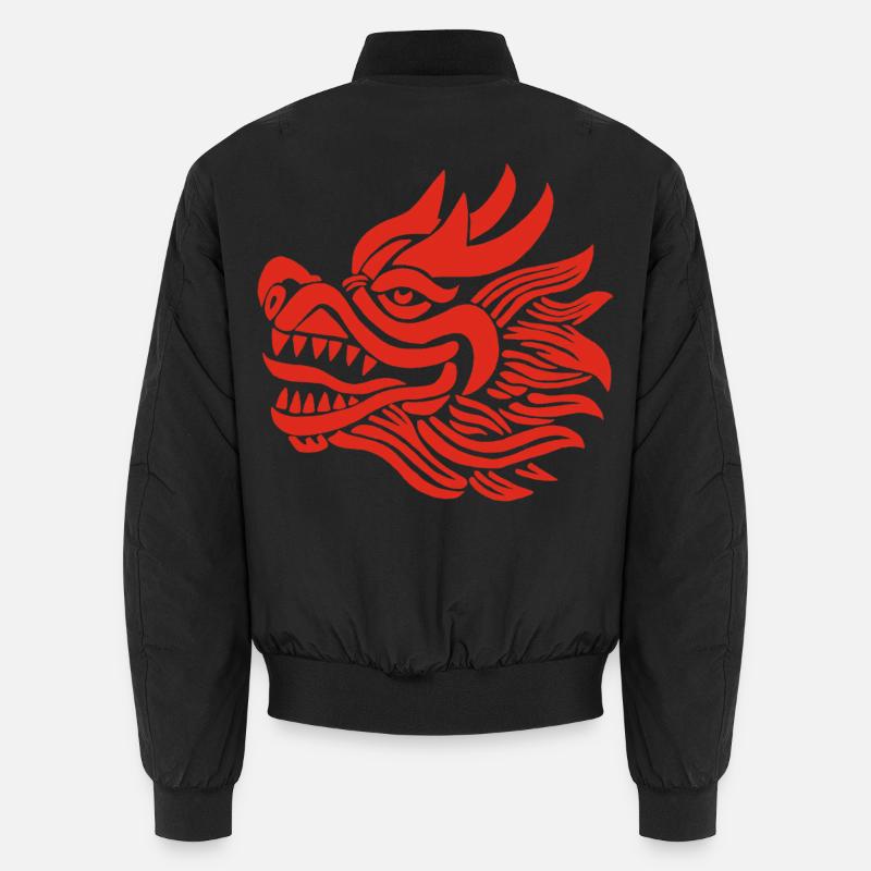 Chinesischer Drachenkopf (Rot) - Unisex Bomberjacke - Schwarz