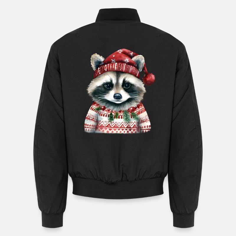 Herr Waschbär im Norweger-Pulli - Unisex Bomberjacke - Schwarz