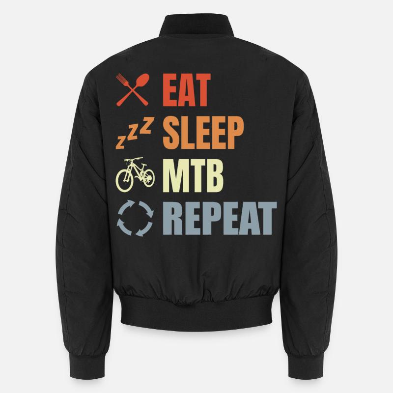 Eat Sleep Mountain Bike Repeat - Unisex Bomber Jacket - black