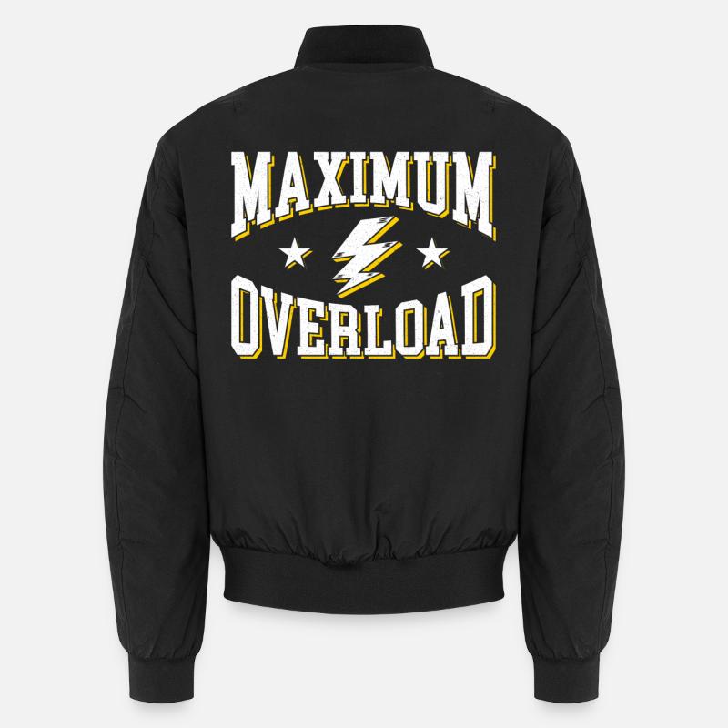 Maximum Overload Bold Retro Print - Unisex Bomber Jacket - black