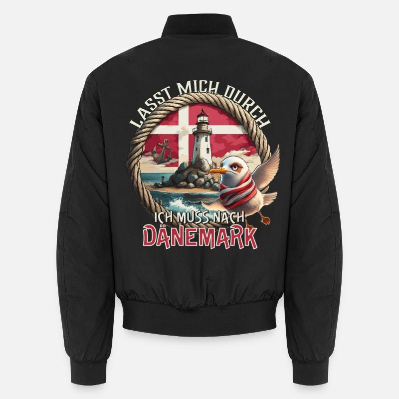 Dänemark - lasst mich durch - Möwe - Leuchtturm Unisex Bomberjacke