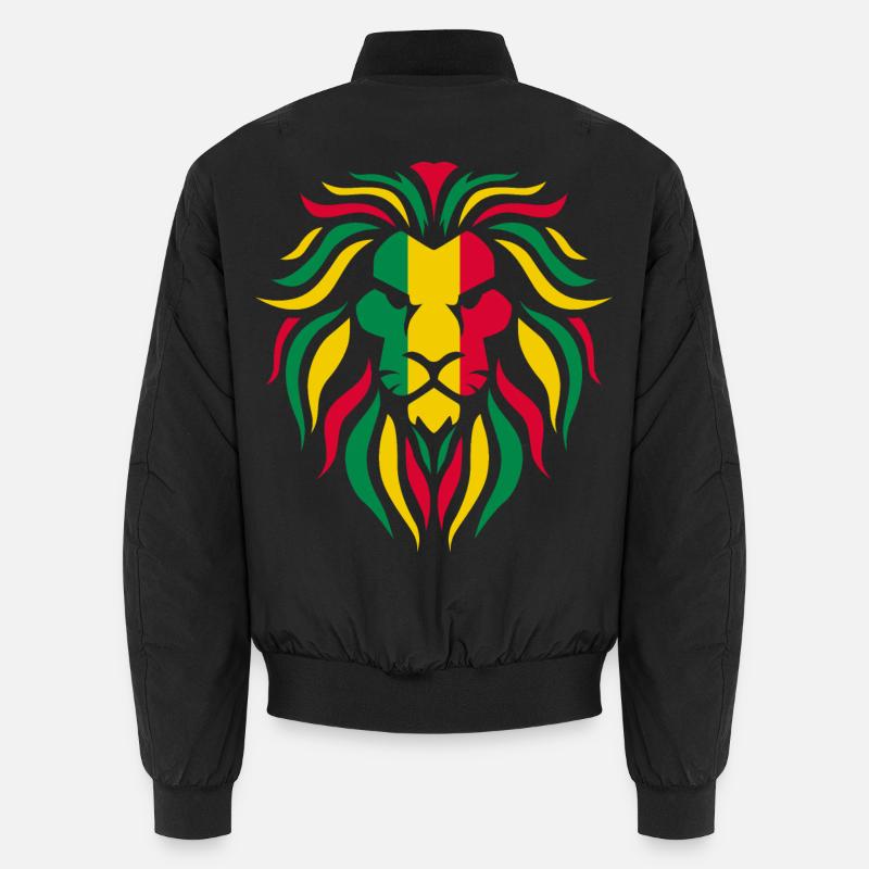 Reggae Rasta Lion - Unisex Bomber Jacket - black