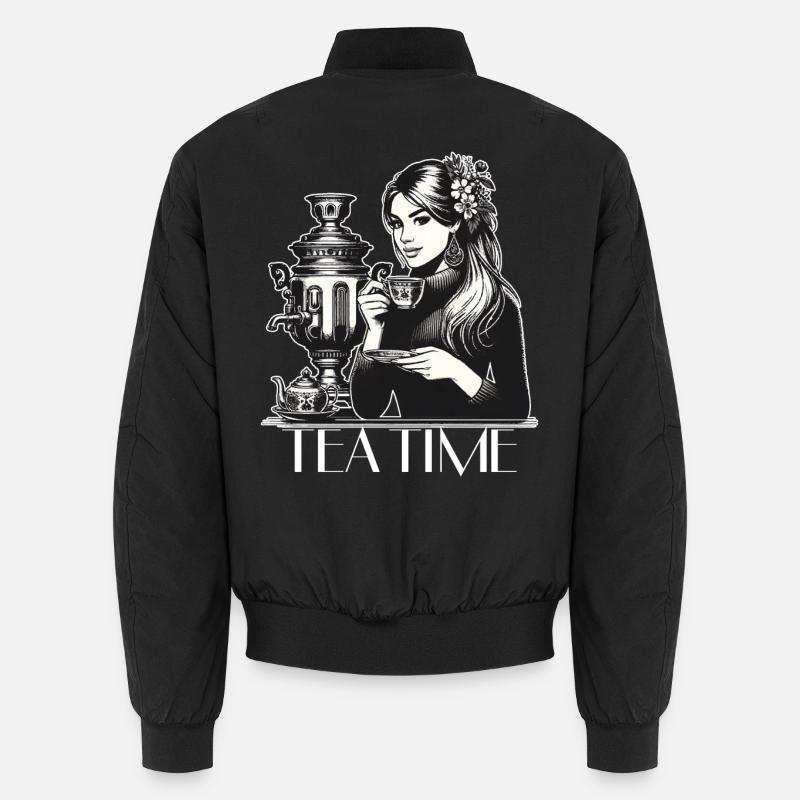 Samowar Teezeit Frau Geschenk - Unisex Bomberjacke - Schwarz