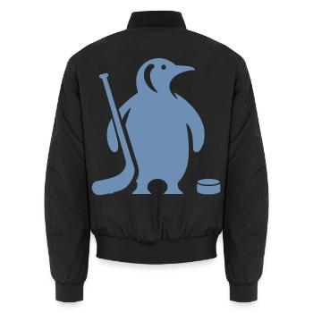 Minimalistische Pinguin Eishockey Silhouette - Unisex Bomberjacke - Schwarz - Hinten - AI Model Male 185 light (185cm)