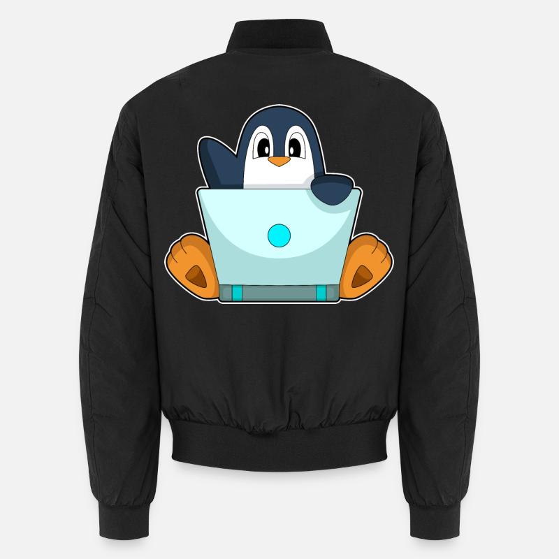 Pinguin Laptop - Unisex Bomberjacke - Schwarz