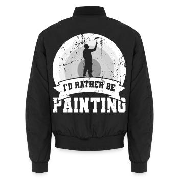 I'd rather paint - Unisex Bomber Jacket - black - Back - AI Model Male 185 light (185cm)