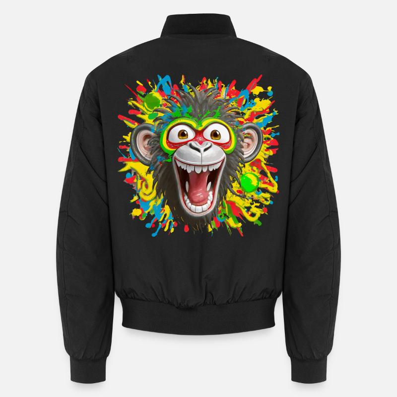 Portrait/Tête de Singe Rasta Coloré Eclaté de Rire Bomber unisexe